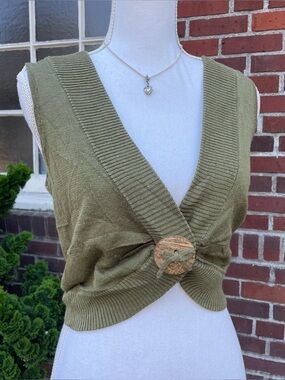 Vintage y2k Knit Green Vest Coverup
